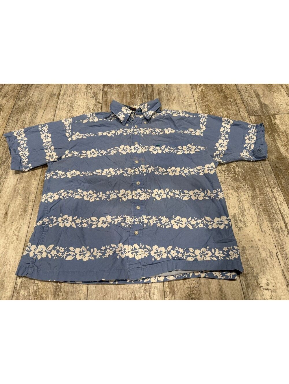 Tommy Hilfiger Golf L Hawaiian Floral Shirt Blue Y2K